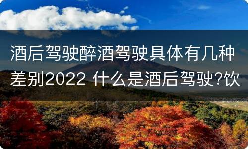 酒后驾驶醉酒驾驶具体有几种差别2022 什么是酒后驾驶?饮酒驾驶与醉酒驾驶的区别是什么?