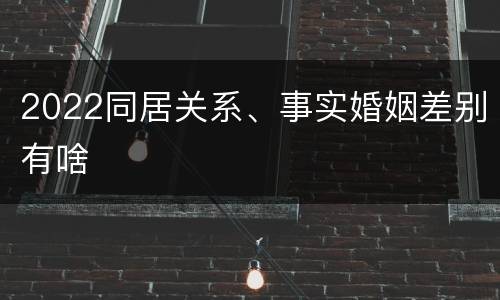 2022同居关系、事实婚姻差别有啥