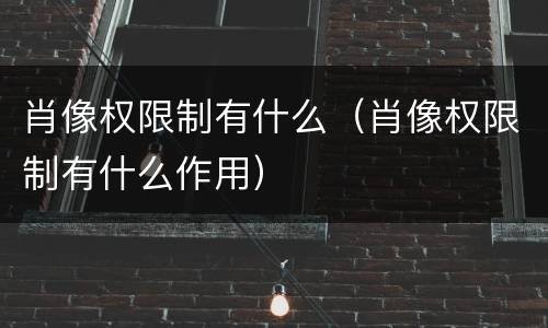 肖像权限制有什么（肖像权限制有什么作用）