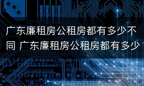 广东廉租房公租房都有多少不同 广东廉租房公租房都有多少不同的