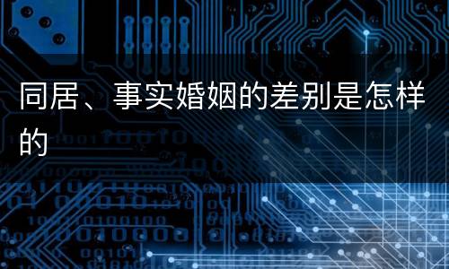 同居、事实婚姻的差别是怎样的