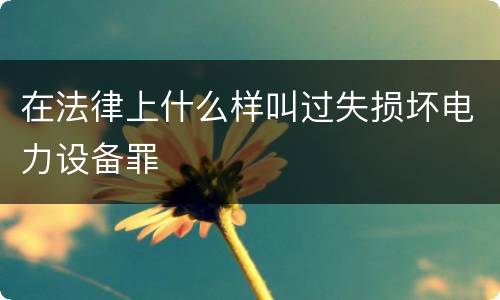 在法律上什么样叫过失损坏电力设备罪