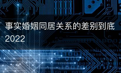 事实婚姻同居关系的差别到底2022