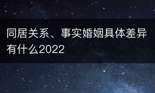 同居关系、事实婚姻具体差异有什么2022