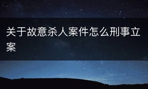 关于故意杀人案件怎么刑事立案