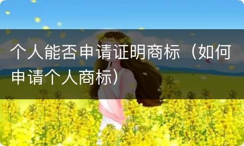 个人能否申请证明商标（如何申请个人商标）