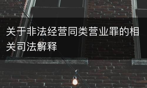 关于非法经营同类营业罪的相关司法解释