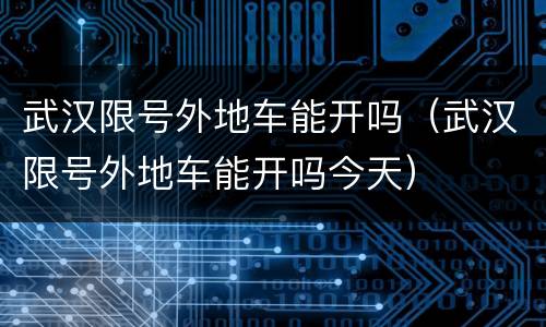 武汉限号外地车能开吗（武汉限号外地车能开吗今天）