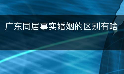 广东同居事实婚姻的区别有啥