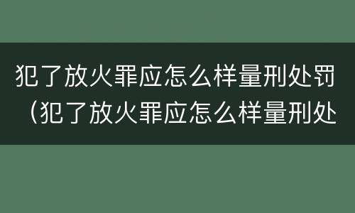 犯了放火罪应怎么样量刑处罚（犯了放火罪应怎么样量刑处罚案例）