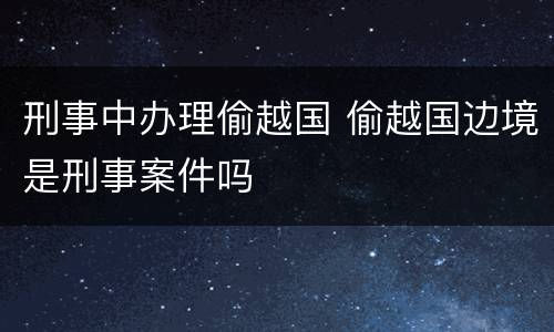 刑事中办理偷越国 偷越国边境是刑事案件吗