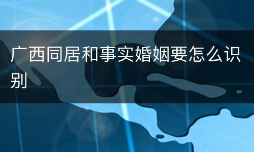 广西同居和事实婚姻要怎么识别