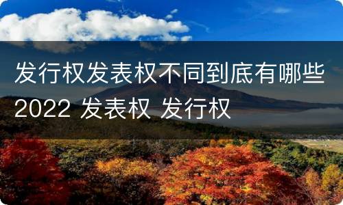 发行权发表权不同到底有哪些2022 发表权 发行权