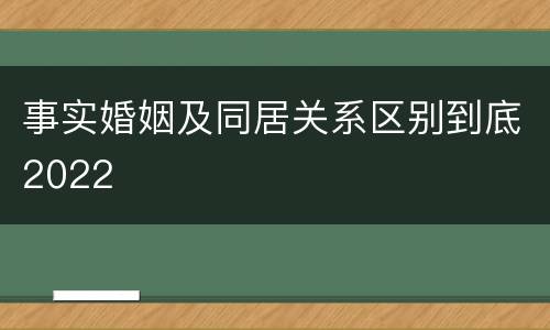 事实婚姻及同居关系区别到底2022