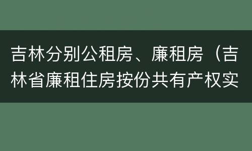 吉林分别公租房、廉租房（吉林省廉租住房按份共有产权实施管理办法）