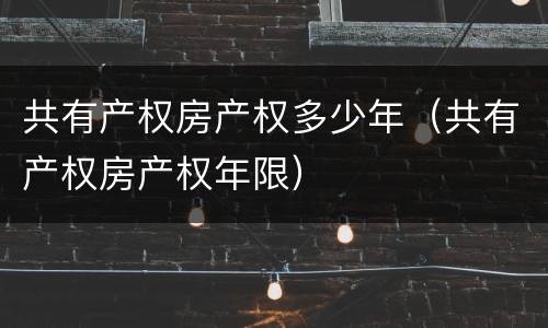 共有产权房产权多少年（共有产权房产权年限）