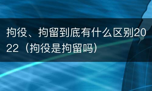 拘役、拘留到底有什么区别2022（拘役是拘留吗）