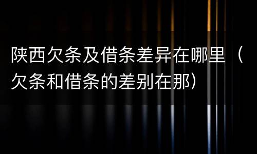 陕西欠条及借条差异在哪里（欠条和借条的差别在那）