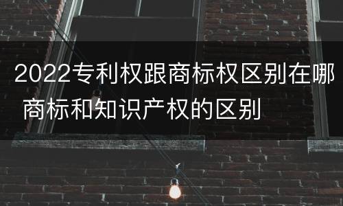 2022专利权跟商标权区别在哪 商标和知识产权的区别