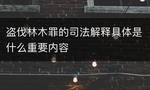盗伐林木罪的司法解释具体是什么重要内容
