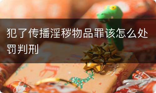 犯了传播淫秽物品罪该怎么处罚判刑