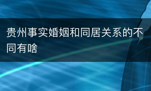 贵州事实婚姻和同居关系的不同有啥