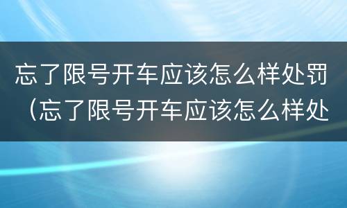 忘了限号开车应该怎么样处罚（忘了限号开车应该怎么样处罚呢）