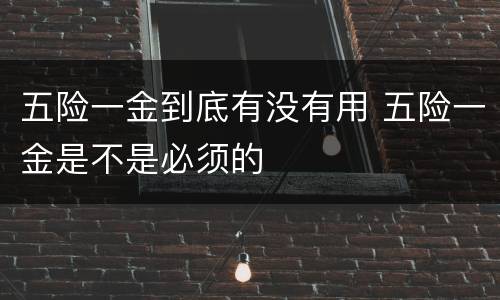五险一金到底有没有用 五险一金是不是必须的