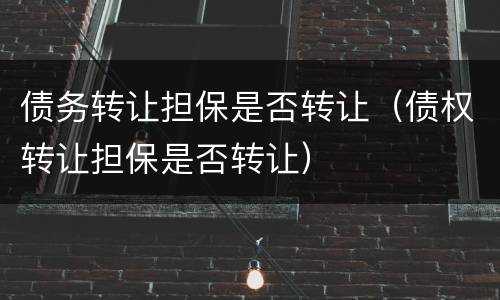 债务转让担保是否转让（债权转让担保是否转让）