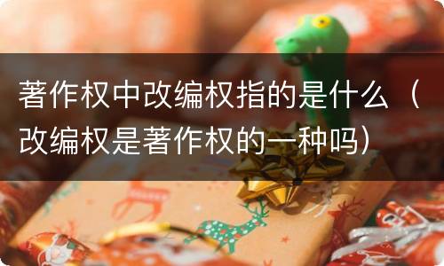 著作权中改编权指的是什么（改编权是著作权的一种吗）
