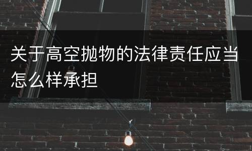 关于高空抛物的法律责任应当怎么样承担