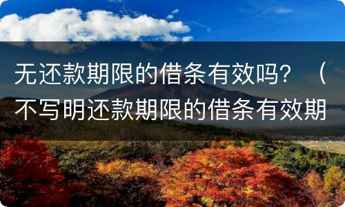 无还款期限的借条有效吗？（不写明还款期限的借条有效期多久）