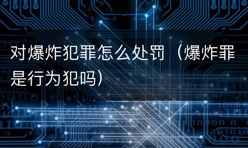对爆炸犯罪怎么处罚（爆炸罪是行为犯吗）