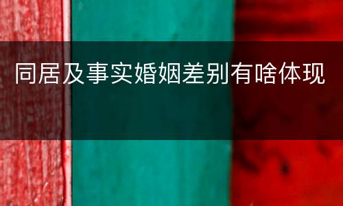 同居及事实婚姻差别有啥体现