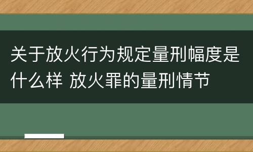 关于放火行为规定量刑幅度是什么样 放火罪的量刑情节
