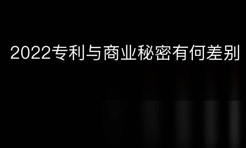 2022专利与商业秘密有何差别