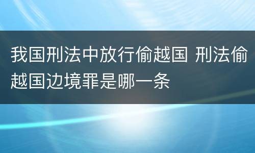 我国刑法中放行偷越国 刑法偷越国边境罪是哪一条