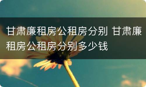 甘肃廉租房公租房分别 甘肃廉租房公租房分别多少钱