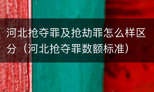 河北抢夺罪及抢劫罪怎么样区分（河北抢夺罪数额标准）