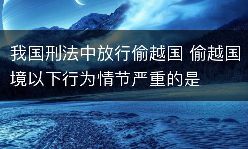 我国刑法中放行偷越国 偷越国境以下行为情节严重的是