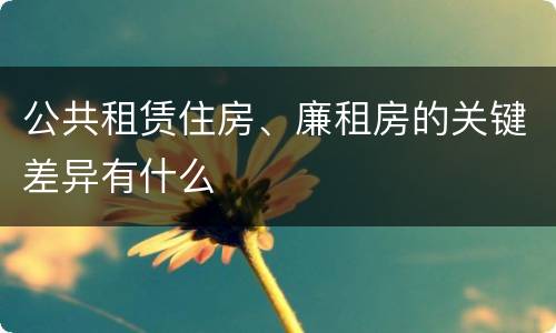 公共租赁住房、廉租房的关键差异有什么