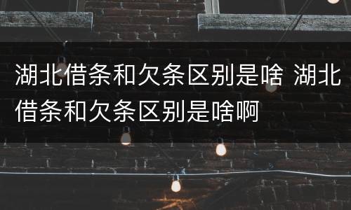 湖北借条和欠条区别是啥 湖北借条和欠条区别是啥啊
