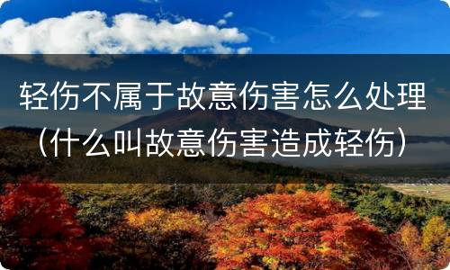 轻伤不属于故意伤害怎么处理（什么叫故意伤害造成轻伤）