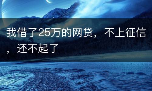 我借了25万的网贷，不上征信，还不起了