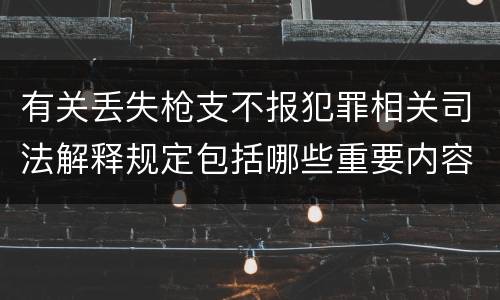有关丢失枪支不报犯罪相关司法解释规定包括哪些重要内容