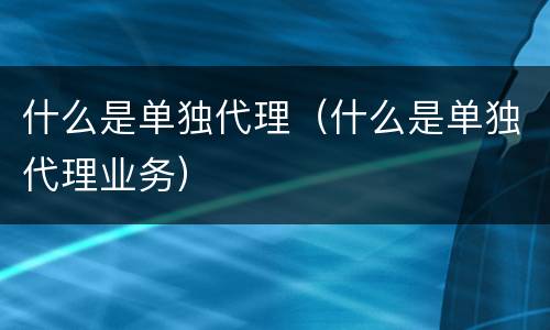 什么是单独代理（什么是单独代理业务）