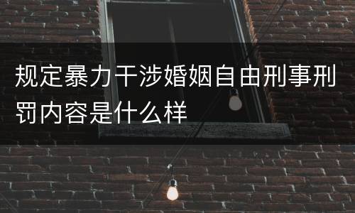 规定暴力干涉婚姻自由刑事刑罚内容是什么样