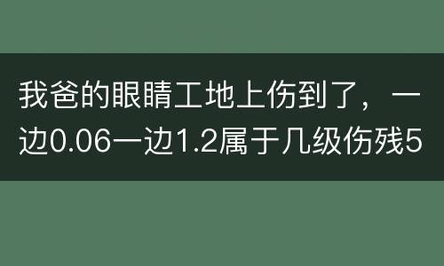 我爸的眼睛工地上伤到了，一边0.06一边1.2属于几级伤残53岁了能陪多少钱谢谢