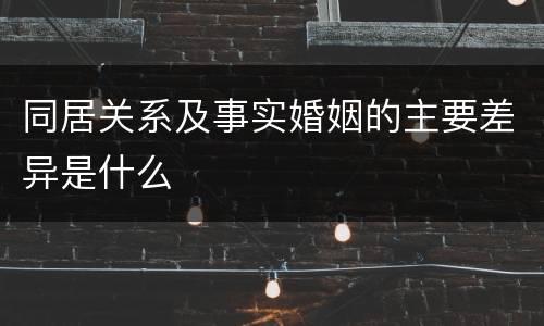 同居关系及事实婚姻的主要差异是什么