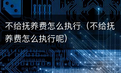 不给抚养费怎么执行（不给抚养费怎么执行呢）